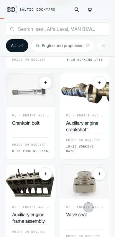 The Baltic Dockyard website on a phone