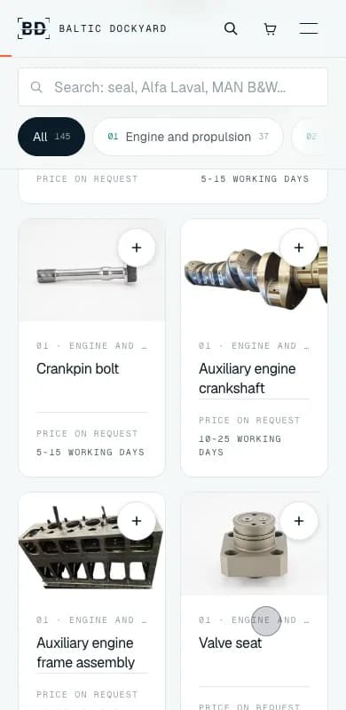 Сайт Baltic Dockyard на телефоне