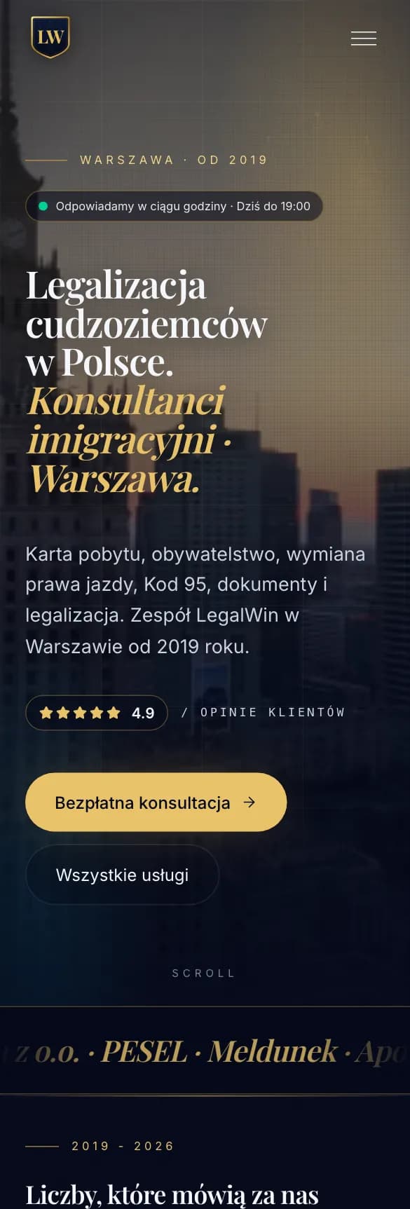 Strona LegalWin na telefonie
